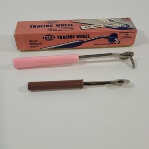Vintage Sewing Tracing Wheels 1949 Traum in Original Box Pink Handle plus Extra